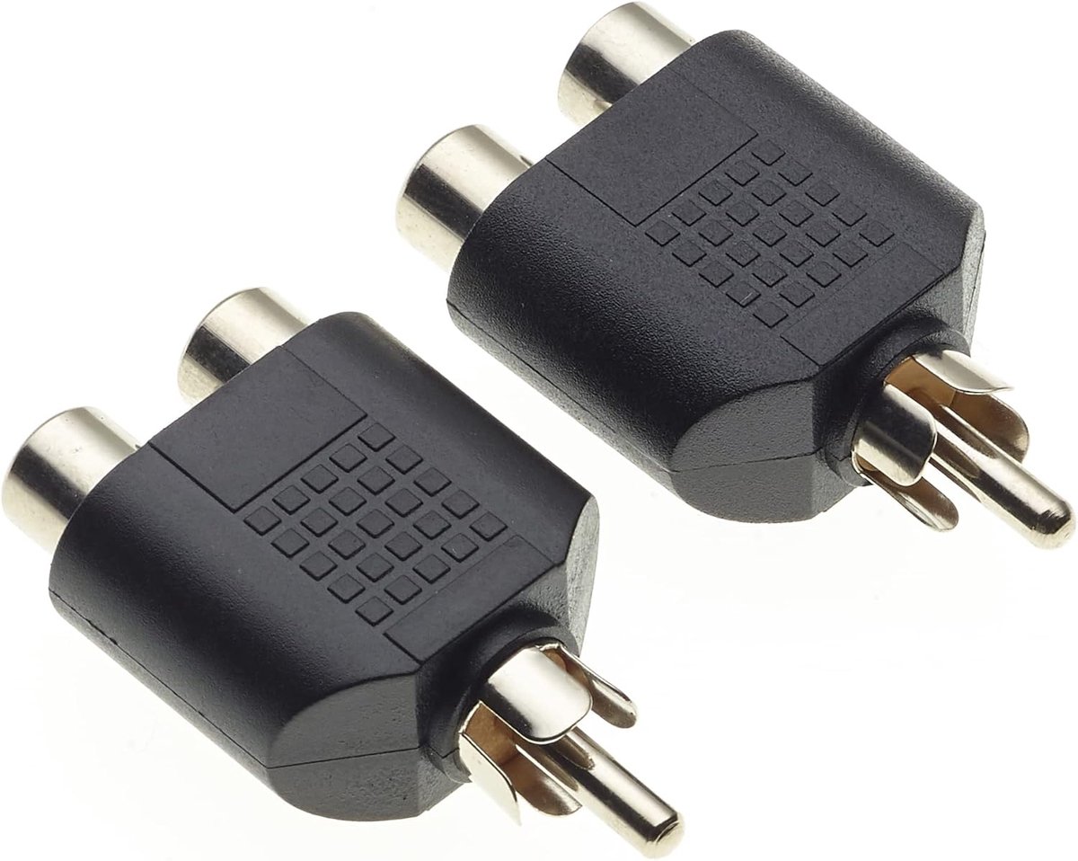 RCA Plug Phono Splitter Adapter - 2 x RCA Female - Nickel-geplateerd - Combineer of splits phono signalen - ShopVlot
