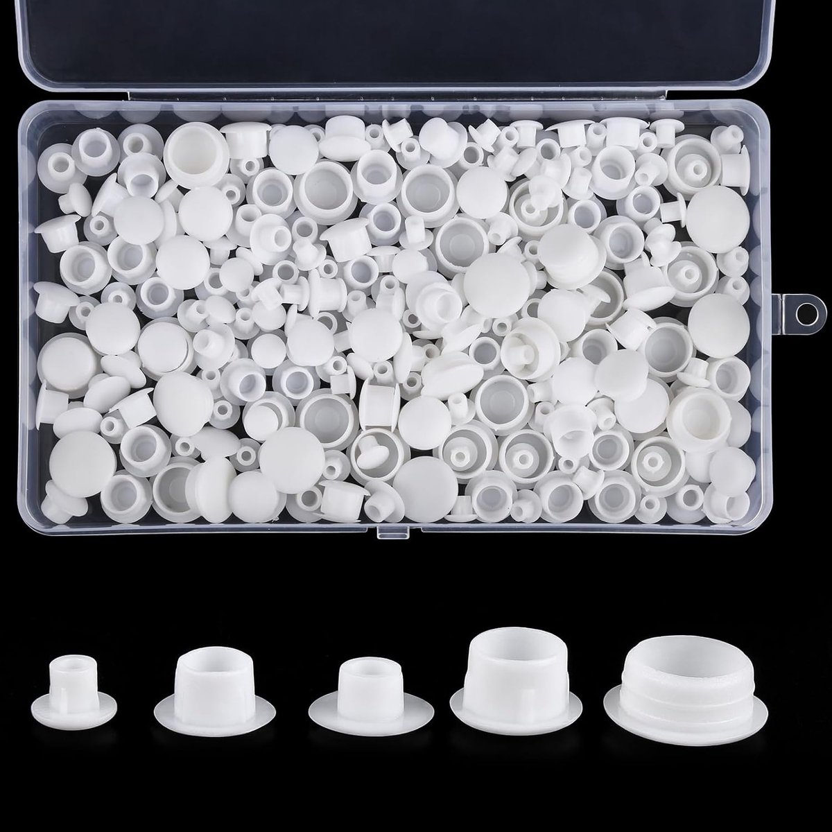 Drill gaten plastic afdekkappen 200 stuks - wit - diverse maten 5-12 mm - perfect voor het verbergen van schroeven - ShopVlot