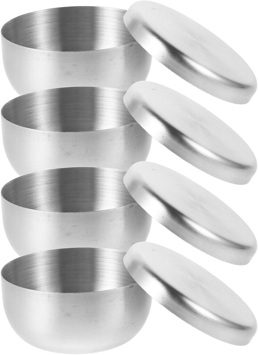 Roestvrijstalen Kommetjes - Scheerkom Met Deksel - Schuim Creëren - Compact En Draagbaar - 8.5 x 8.5 x 4.5 cm