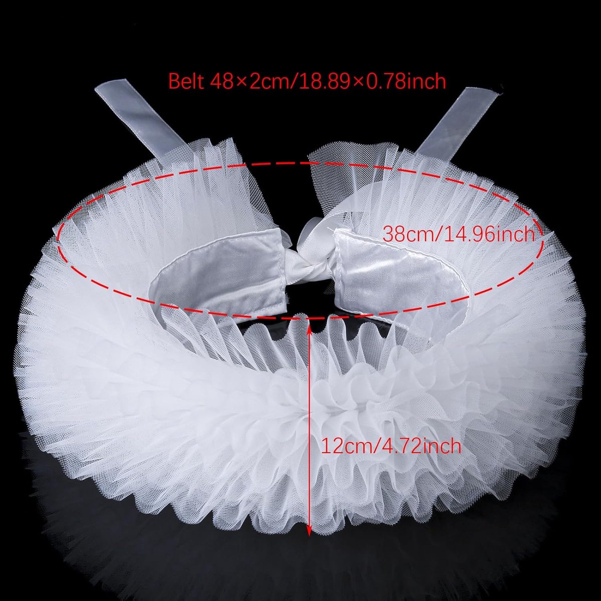 SnelShoppen - Victoriaanse Ruches Kraag - Mesh Hals Ruches - Renaissance Retro Tule Ruches voor Fancy Dress, Jabot, Halloween, Cosplay, Rollenspel Acc