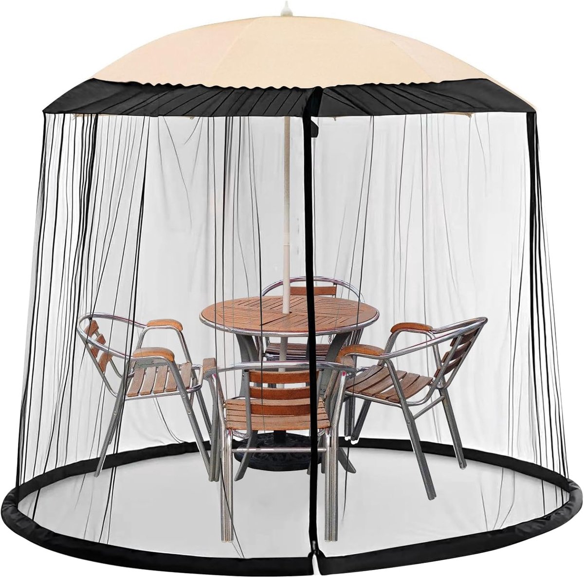 Vliegengaas voor parasol 230 x 300 cm - ademend polyester - verstelbaar - beschermt tegen muggen - ShopVlot