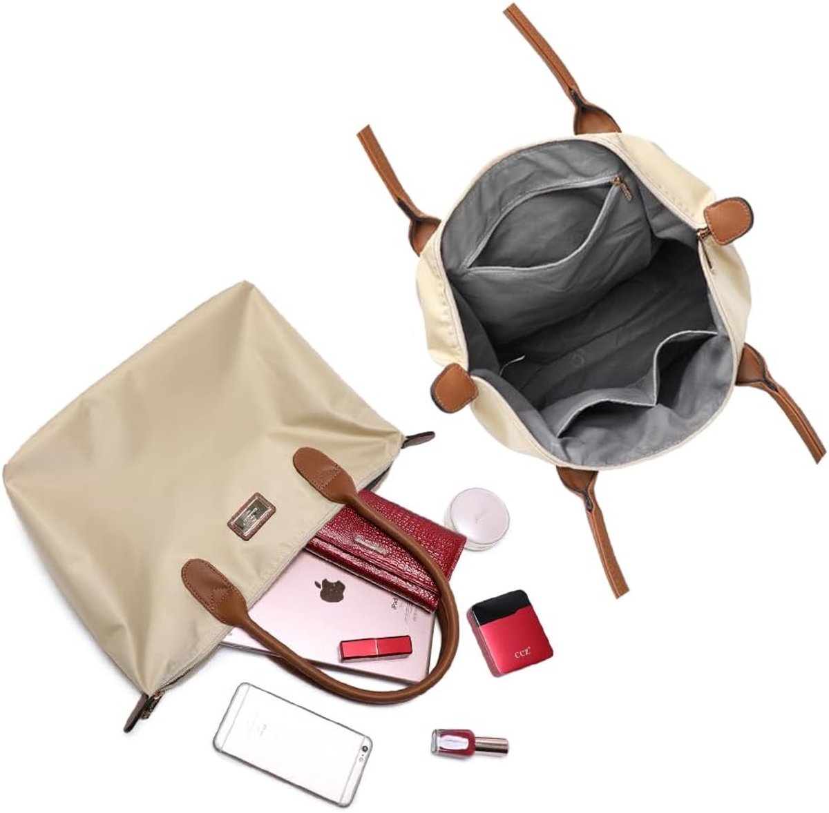 Dames tas Puck - Leerlook shopper - Hand- en schoudertas - Stijlvolle uitstraling - SnelShoppen