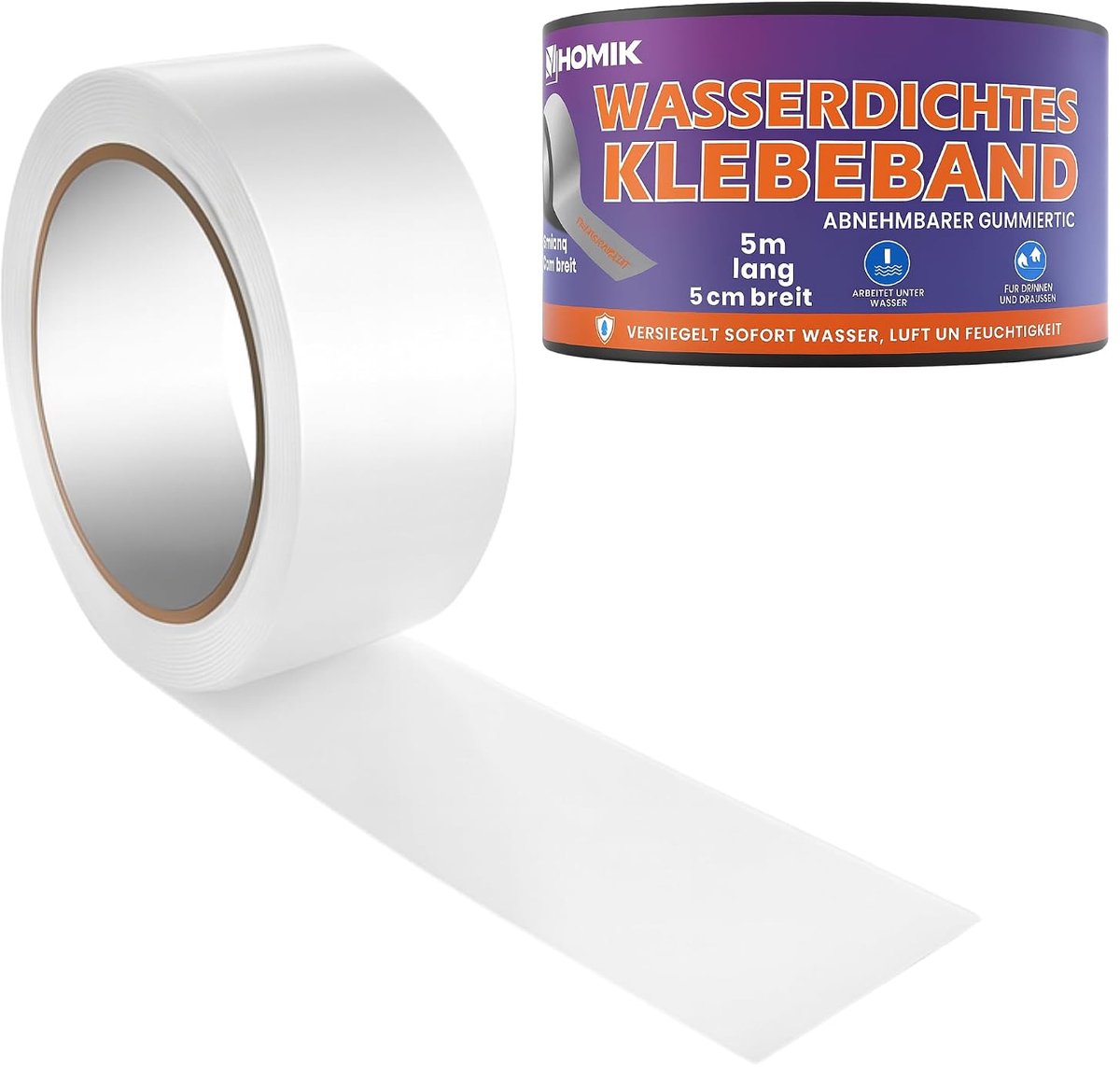 Waterdichte tape 5cm x 5m - transparant - UV-bestendig - ideaal voor herstelwerkzaamheden - SnelShoppen