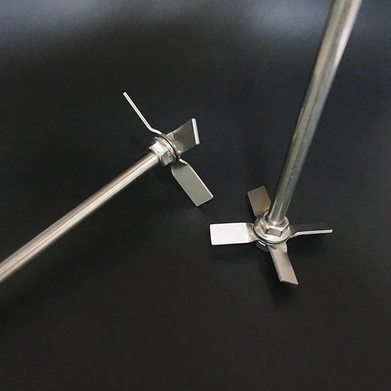 Roestvrijstalen Roerders - Laboratorium Mengstaven - Efficiënt Mengen - Vier Bladen 30/45 Graden - 8cm Blad - Zilver — afbeelding 2
