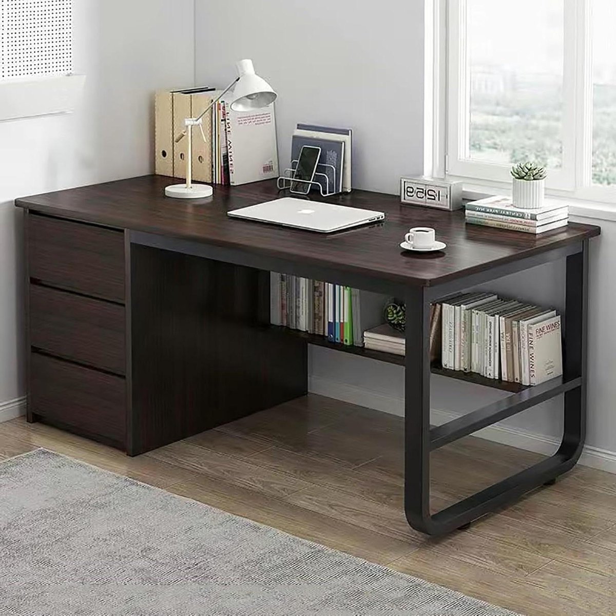 Hoekbureau met Laden - Schrijftafel Werkplek - Thuiswerken Organiseren - Stijlvol Modern Design - 120 x 48 x 75 cm