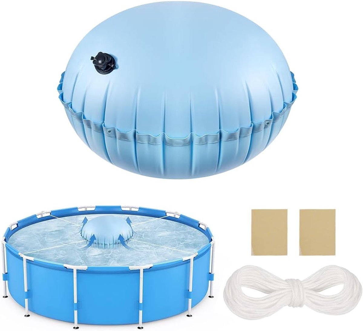 Zwembadkussen voor winter 120 x 120 cm - Inclusief 15 m compensatietouw - Beschermt tegen sneeuw en ijs - SnelShoppen