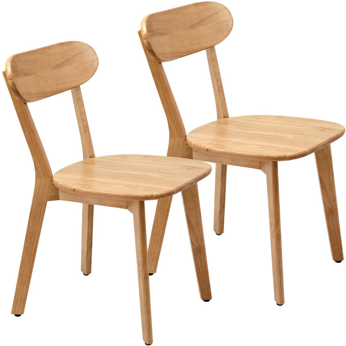 Eetkamerstoel Set Van 2 - Mid Century Modern Met Gebogen Rugleuning En Verstelbare Voetsteunen - Voor Eetkamer Keuken En Woonkamer - Hout - Houtkleur
