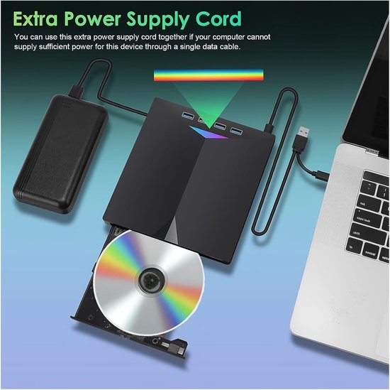 Externe DVD Brander - CD DVD Brander - Gegevens Archiveren - Drievoudige Interface - 2 MB Cache - Zwart — afbeelding 4