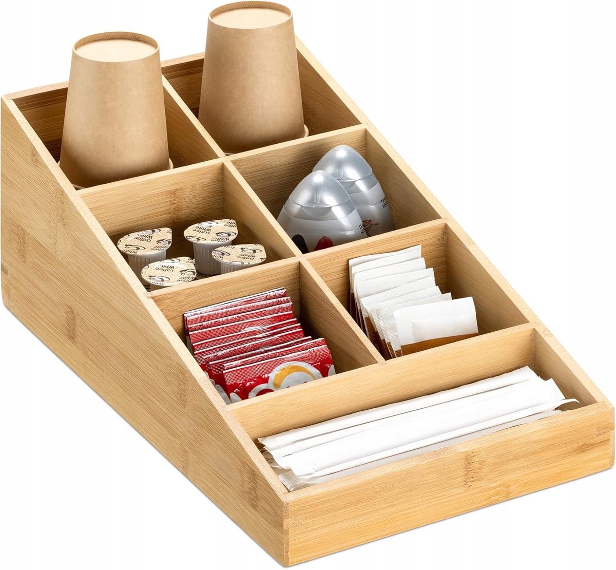 Merkloze Koffiebar Organizer met 7 Vakken voor Keuken en Kantoor