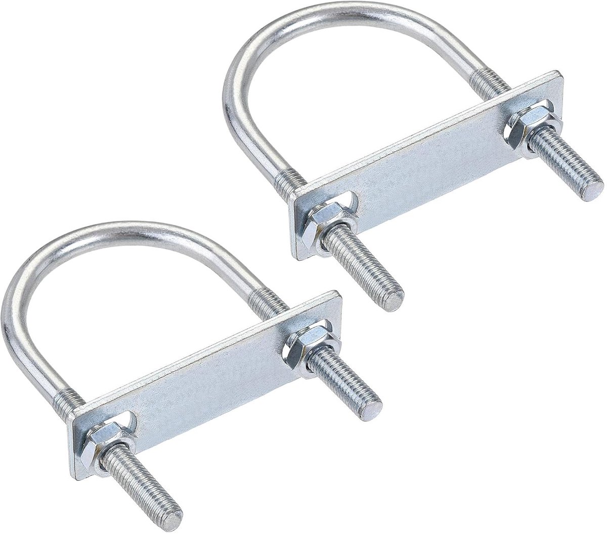 sourcing map Ronde bouten U 55 mm binnenbreedte 100 mm lengte staal M8 met moer plaat 2 sets