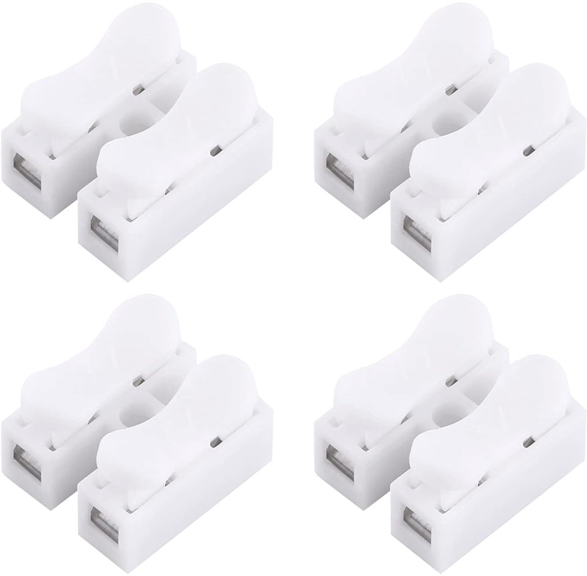 100 stuks zelfborgende snelterminal CH-2 220V 2-polige druk connector witte elektrische kabelverbinder voor bedrading installatie