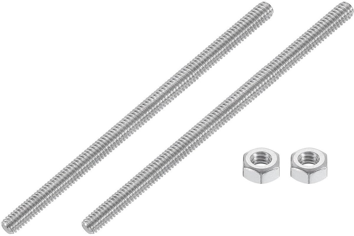 1/4"-20 stang met volledige schroefdraad, 2 stuks 304 roestvrij staal, lange schroefdraadschroef 5,1 inch lengte rechtse schroefdraad voor meubelmontage, bevestiging