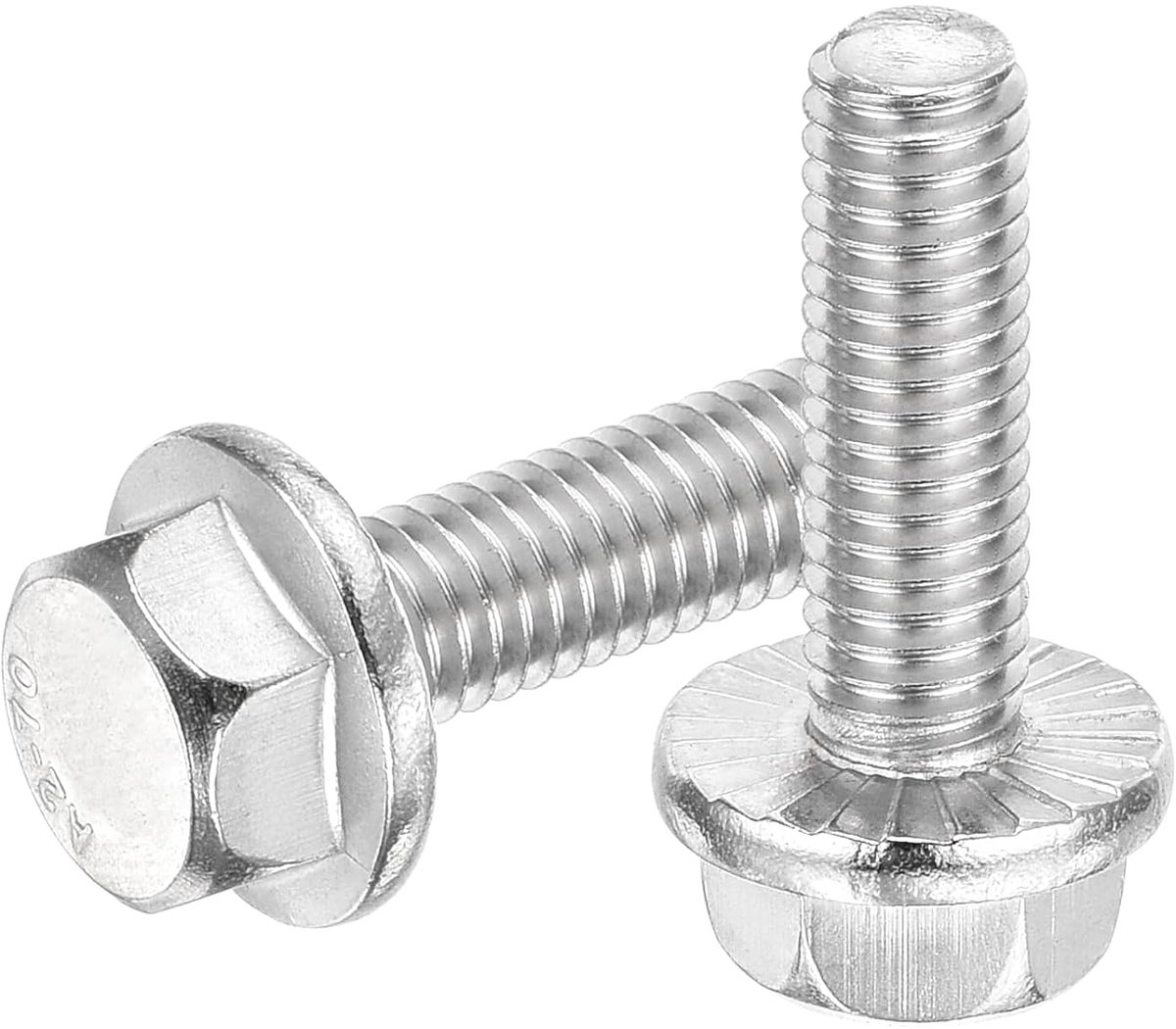 5 stuks M6 x 20 mm zeskantige borgmoeren, 304 roestvrij stalen flenskopschroeven, flenszeskantschroeven voor huishoudens, machieedschap, zilver