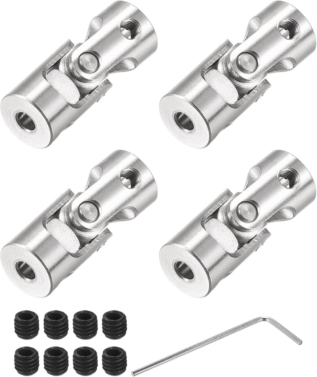 sourcing map 4 stuks draaibare kruiskoppeling askoppeling 3 mm tot 4 mm binnendiameter. L23 x D9 met schroeven en moersleutel voor RC model