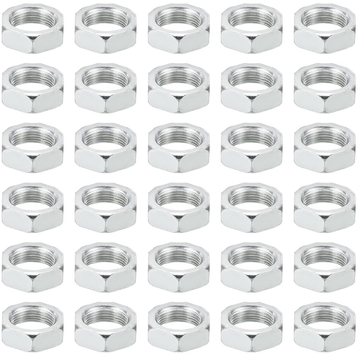 M16 x 1,0 stalen zeskantmoeren, 30 stuks, metrische schroefdraad, gegalvaniseerd, hardware, moeren, schroeven, schroeven, apparaten, bevestiging voor lampen, machines, onderhoud, 8 mm hoogte