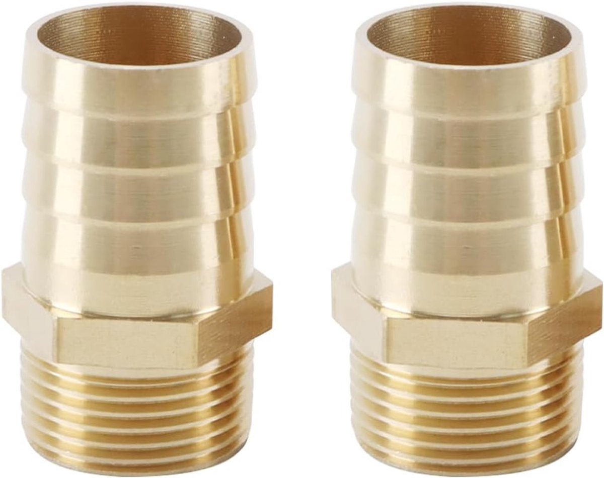 2 stuks messing slangaansluitingen met schroefdraad, G3/4 inch buitendraad naar 25 mm interface, messing slangkoppeling (G3/4 x 25 mm)