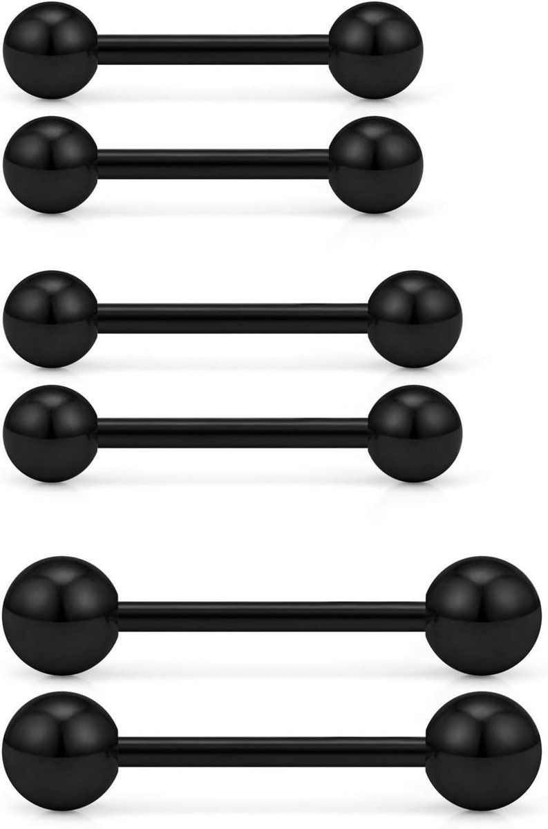3 paar 14G Rvs Extern Schroefdraad Tong Shield Barbell Ring Bar Body Piercing Sieraden Retainer 12mm 14mm 16mm