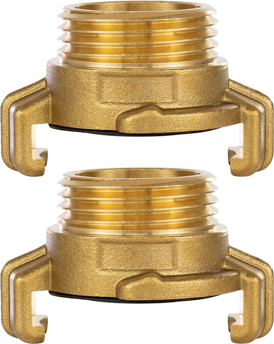 2x Messing Snelkoppeling 1 inch Buitendraad (G 1" schroefdraad met koppeling systeem Geka)