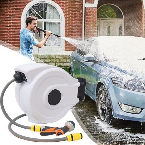 Slang,Intrekbare tuinslang 180 graden draaibaar - Automatisch terugspoelen voor autowasapparatuur, schoonheidssalon autowas, huis tuin tuin gazon — afbeelding 4