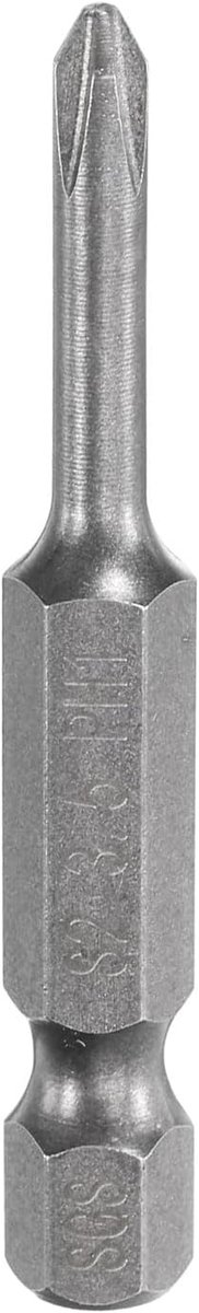 # 1 Phillips schroevendraaierbit PH1 1/4 inch zeskantschacht 2 inch (50 mm) lang, magnetisch, S2 staal, industriële kwaliteit, schroevendraaierbit, kruiskop, boorbits 0,138 inch (3,5 mm