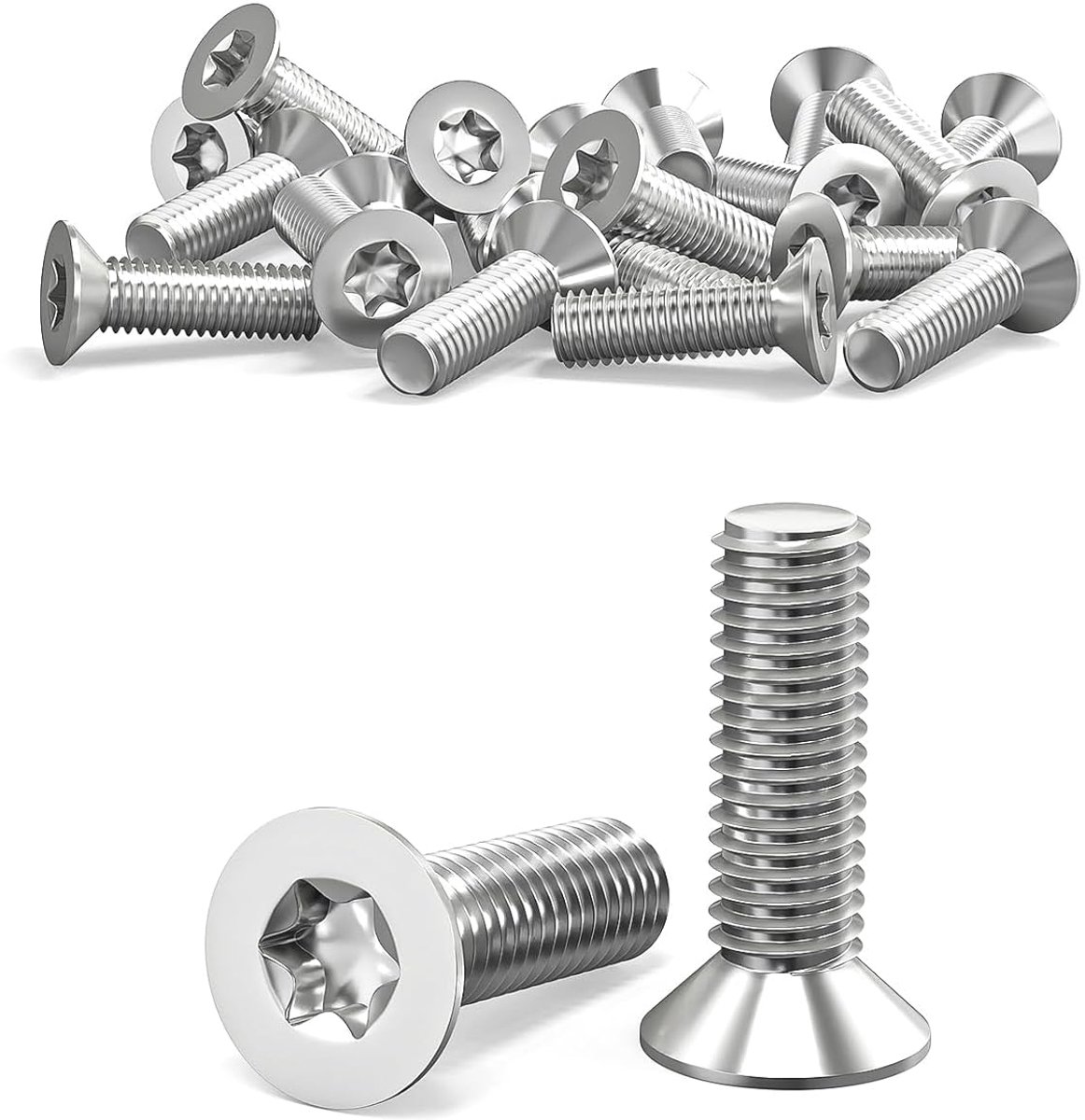 20 stuks schroeven met verzonken kop, M6 x 20 mm, M6 schroeven met verzonken kop, Torx roestvrij staal 304, verzonken kopschroef met binnenzeskant/Torx (ISR/TX) volgens norm ISO 14581 / DIN 965