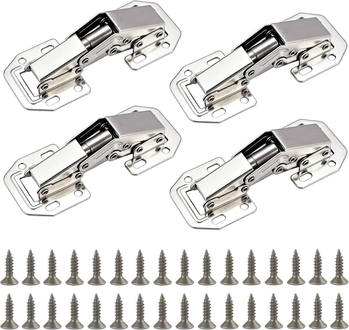 Scharnieren voor dikke kasten, 100 × 42 mm, met schokdemper, onzichtbaar scharnier voor kastdeur en meubels, keukendeurscharnier 90° met 32 schroeven voor zware deuren