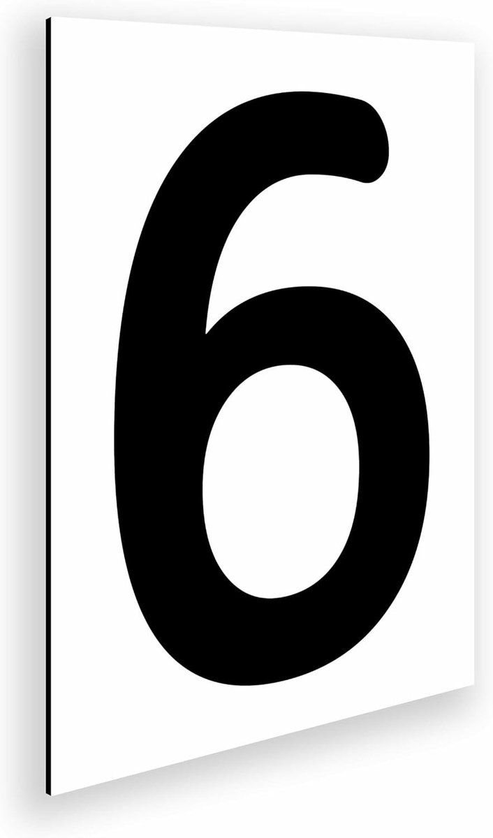 Huisnummerbord voor buiten, aluminium, 18 x 25 cm, voor bedrijfsdeur, schepen, woningen en ruimtes, grote zwarte cijfers (nummer 6)