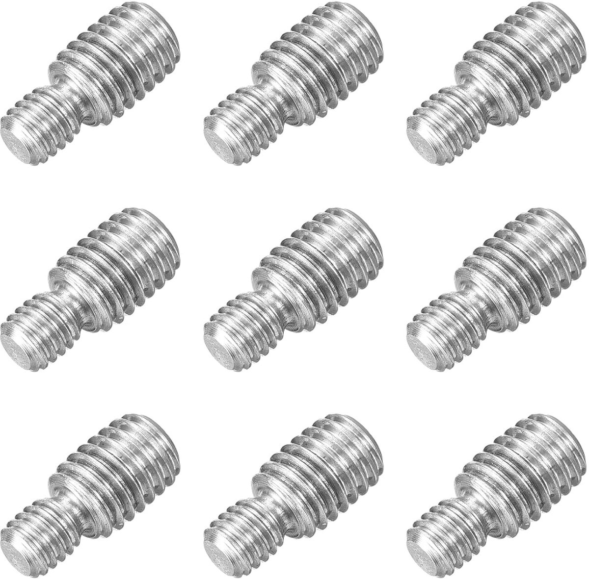 Dubbele schroefdraadbouten, M6 x 6 mm op M8 x 10 mm, 9 stuks schroefdraadreduceringsadapter van roestvrij staal 304 voor montage van meubels en machines