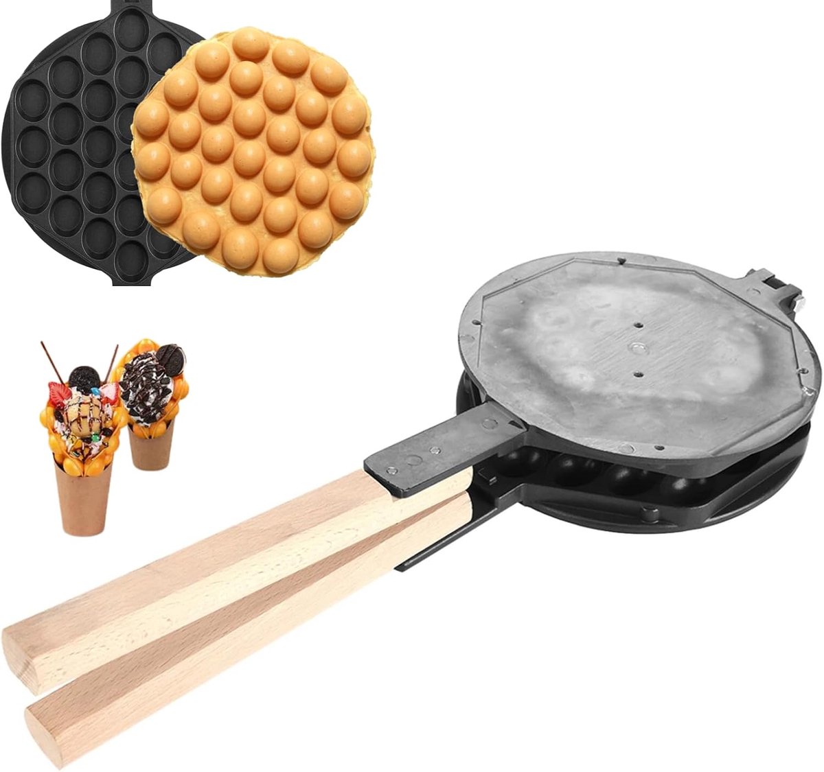 Wafelijzer, Anti-aanbak Ei Bubble Bakvorm Rvs Wafel Bakpan Ei Wafelijzer Pan voor Thuis Commercieel Gebruik
