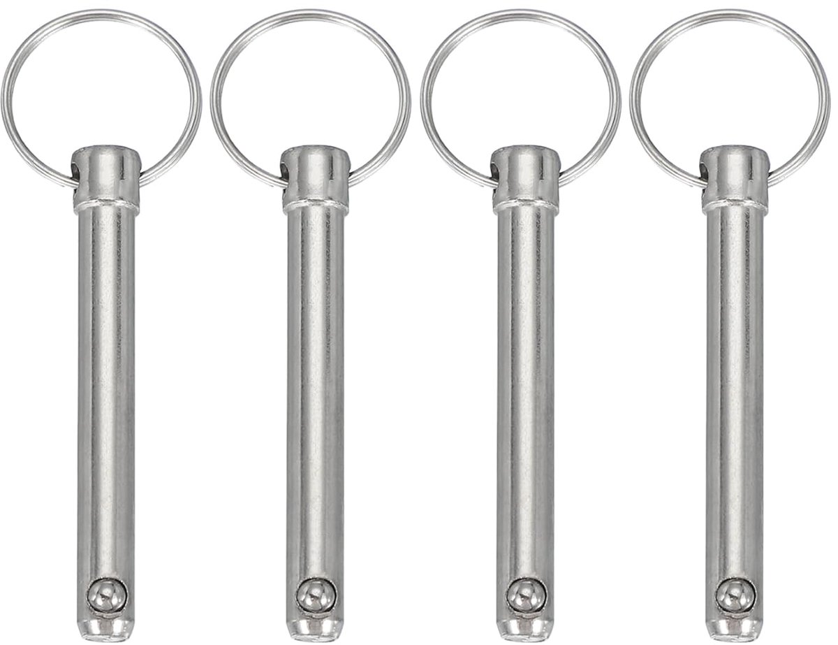 Snelspanpen, diameter 5/16" (8mm) nuttige lengte 51mm totale lengte 90mm Bimini Top Pin Marine hardware koolstofstaal voor bootaccessoires, verpakking van 4 stuks