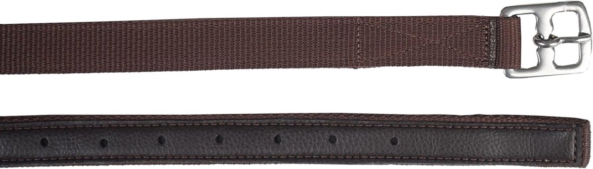 Stijgbeugelriem Dressuur nylon/leer bruin maat 145 cm