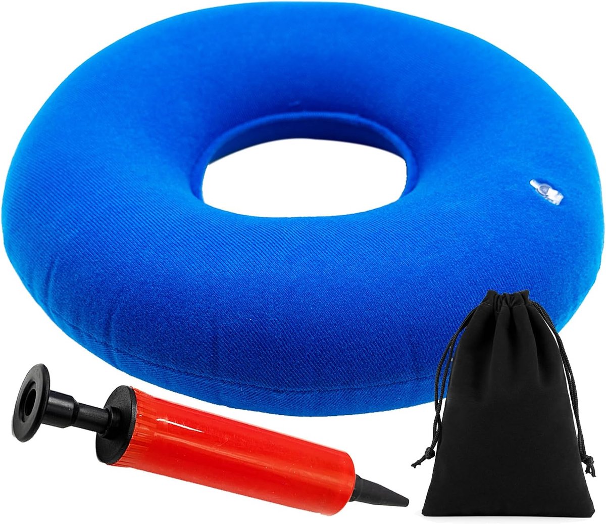 Aambeien, zitkussen, opblaasbaar, orthopedisch ringkussen, decubituskussen, rond, zacht, zitring, aambeien, stijfpijn, rolstoelen, zwangere vrouwen, grijs, 35 cm, met 1 opbergtas
