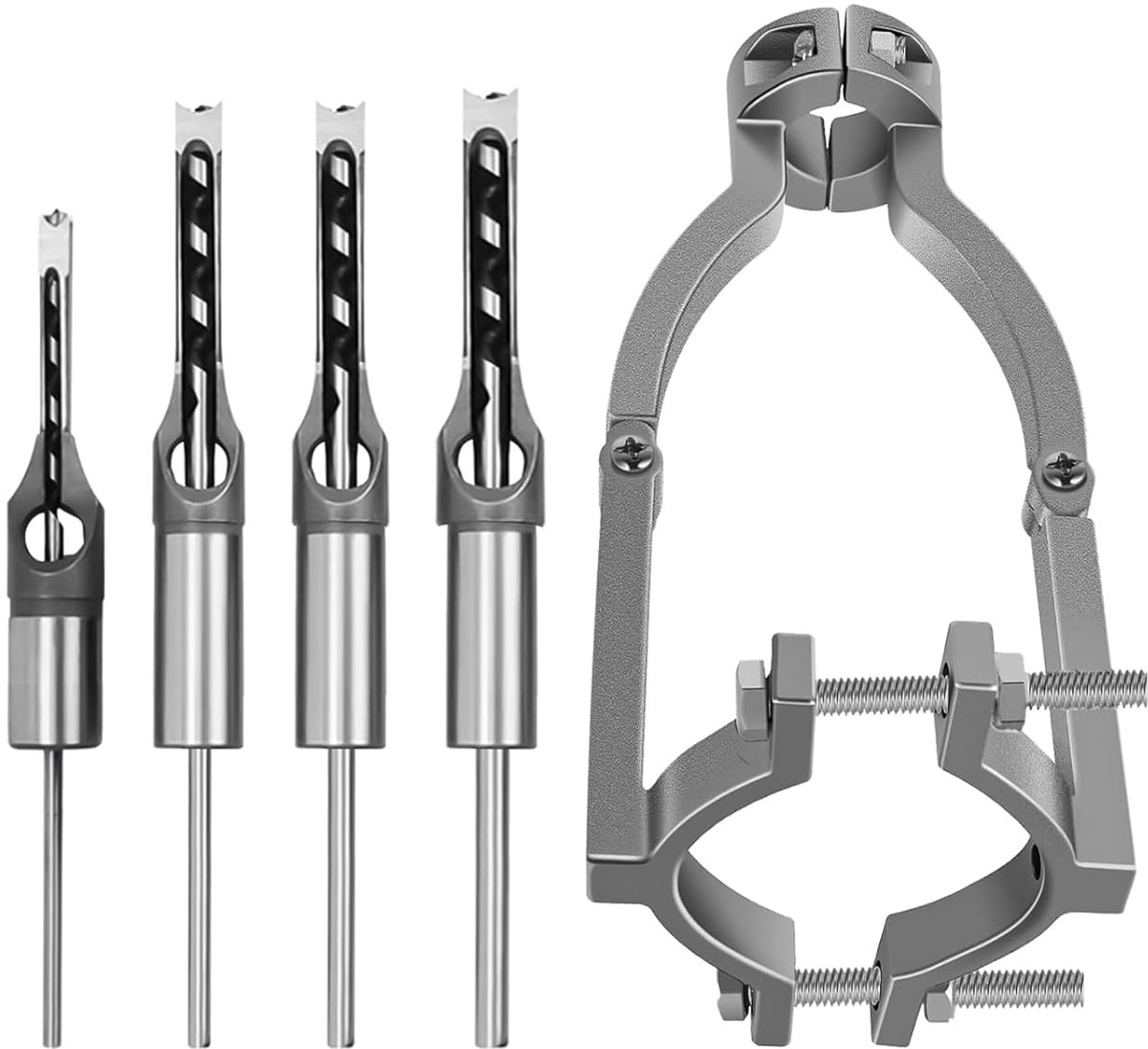 Sets, houtbewerking HSS hout morteren beitel putten gaten morteren boorset met adapter, 6,4 mm 8 mm 9,5 mm 12,7 mm