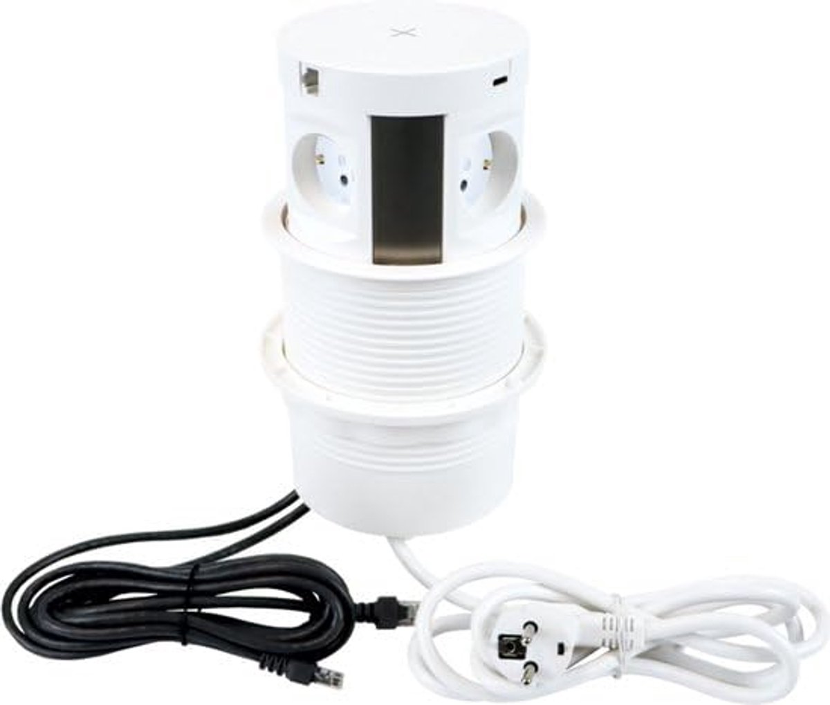 Pop-up stekkerdoos met USB (A en C) - 4 sockets - met Qi draadloze oplader - snel opladen met Quickcharge 3.0 - SnelShoppen