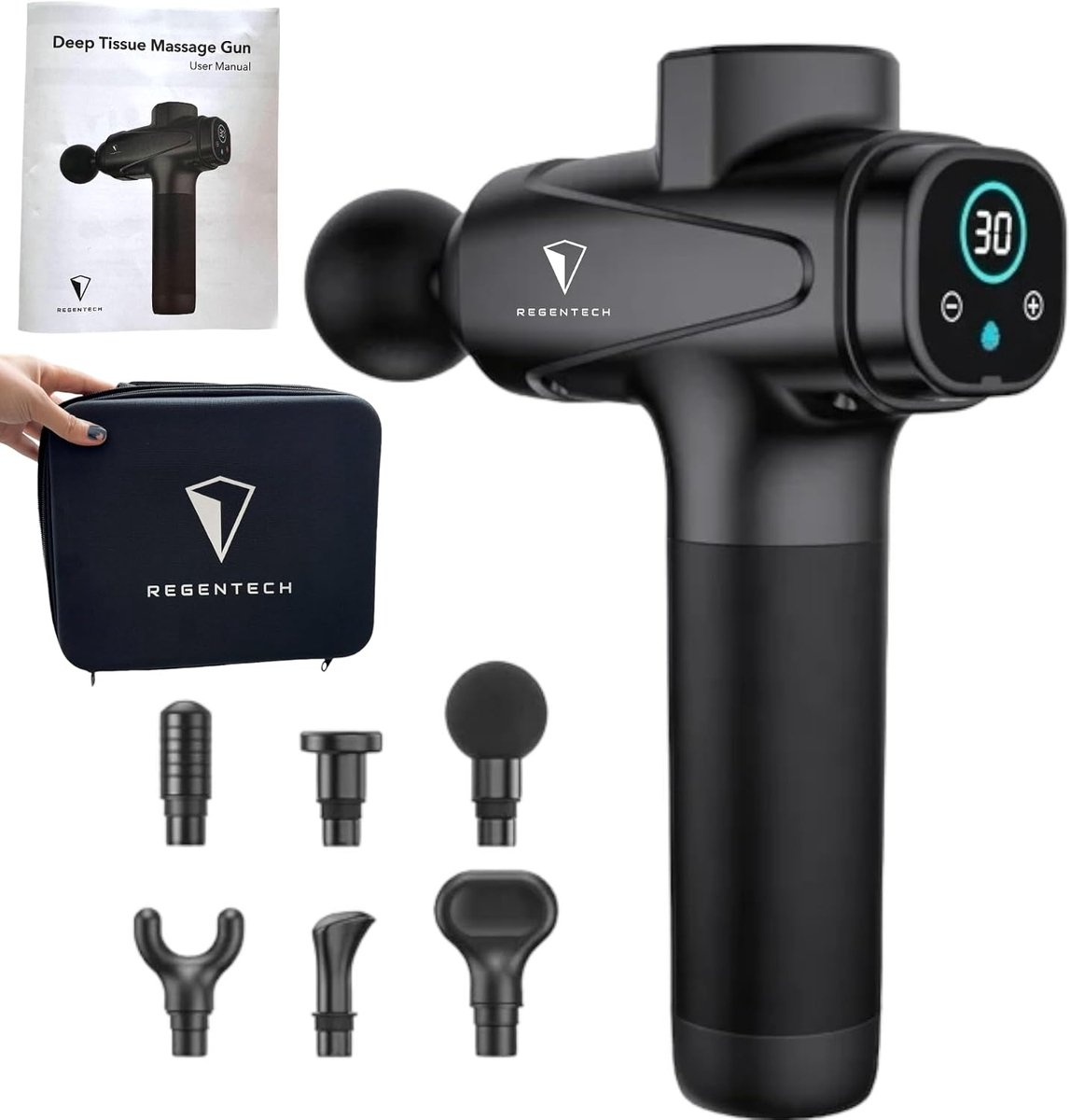 SnelShoppen - Massage Gun G4 - Draagbare Massageapparaat - Ergonomisch en Stil - 45dB Geluidsniveau - USB-C Oplaadbaar - Ideaal voor Thuis, Gym, Werk
