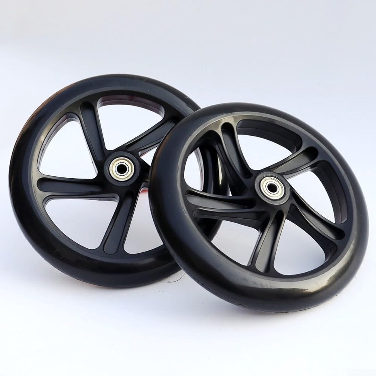 PU-wielen voor scooters, karren, rolschaatsen, perfect voor verschillende maten (125mm*24mm zwart)