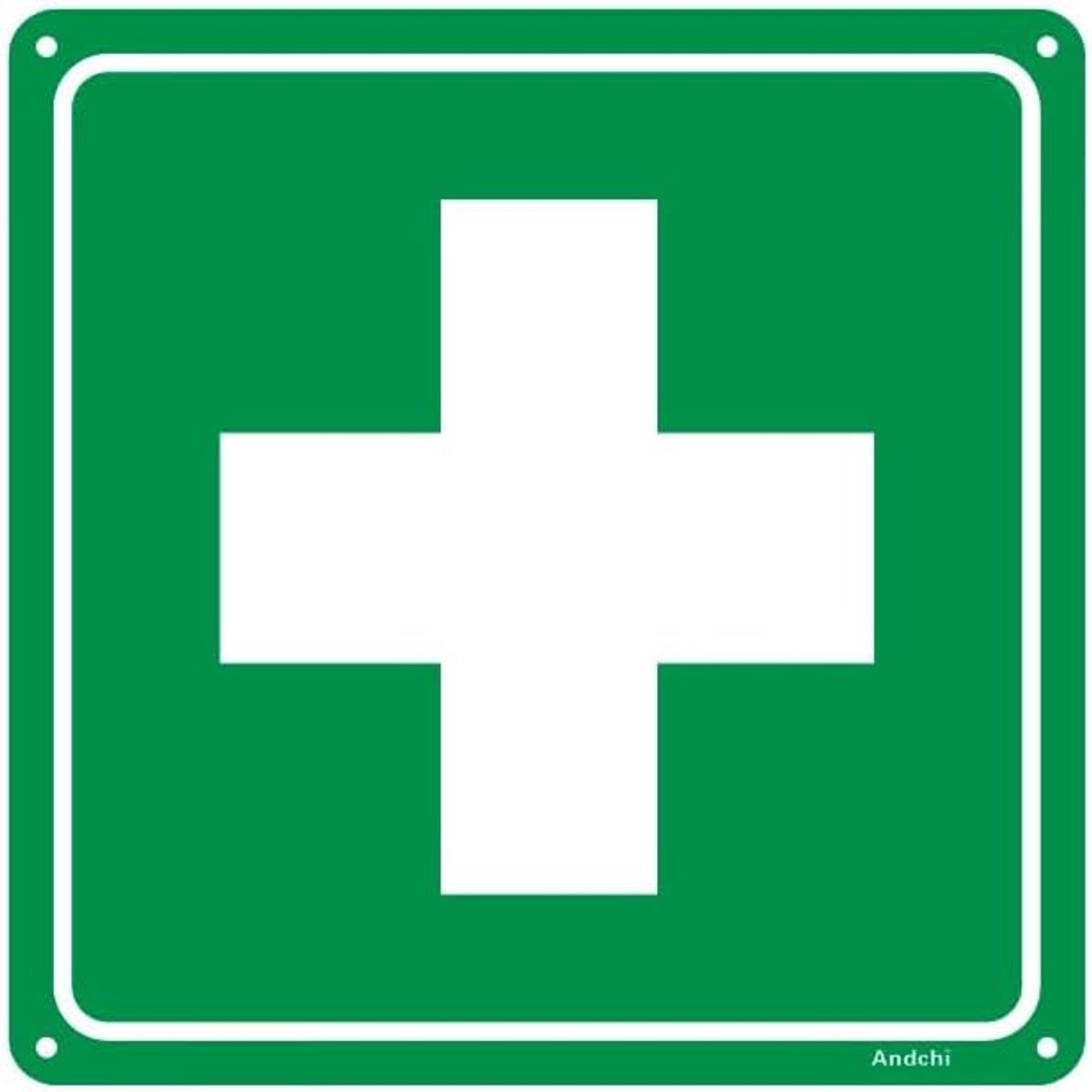 2 stuks EHBO-borden, veiligheidssignalen, groen met wit kruis voor reddingsweg, nooduitgang, veiligheidsmarkering (eerste-hulp-logo)