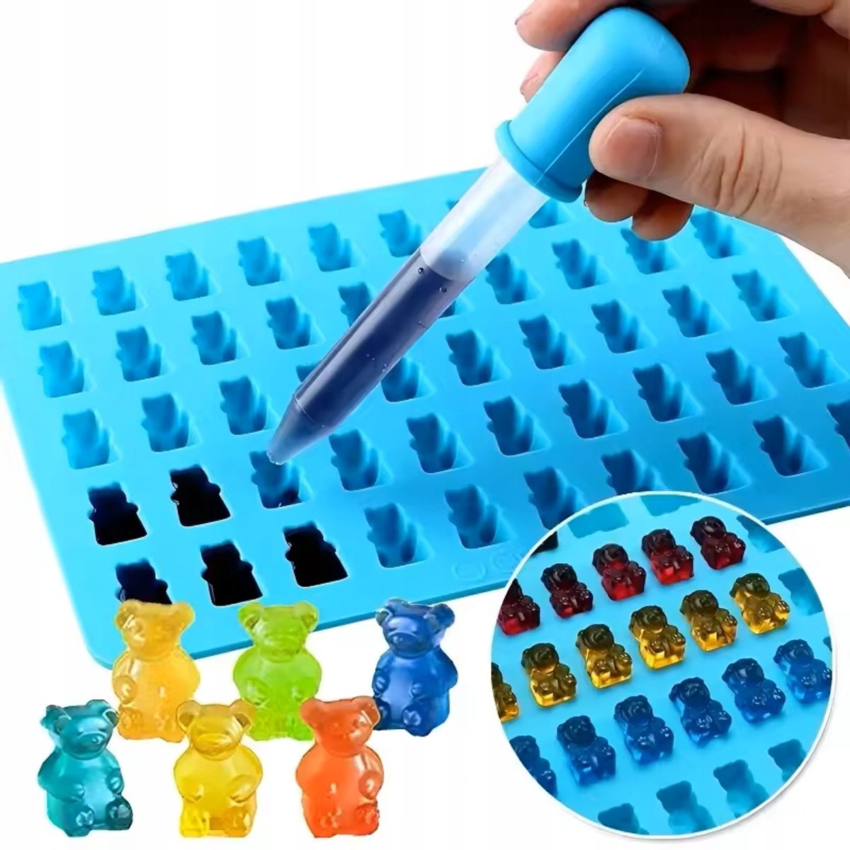 Silicone Gummy Beer Vorm met Pipet - Maak 50 Beertjes