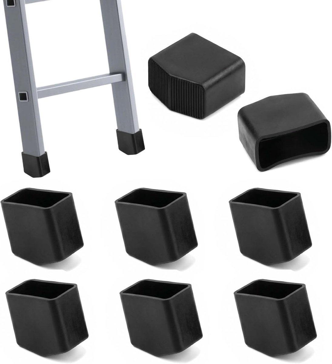 4 stuks rubberen laddervoethoezen, 40 x 20 mm, voetladder, antislip, vervangende eindkappen voor aluminium ladders