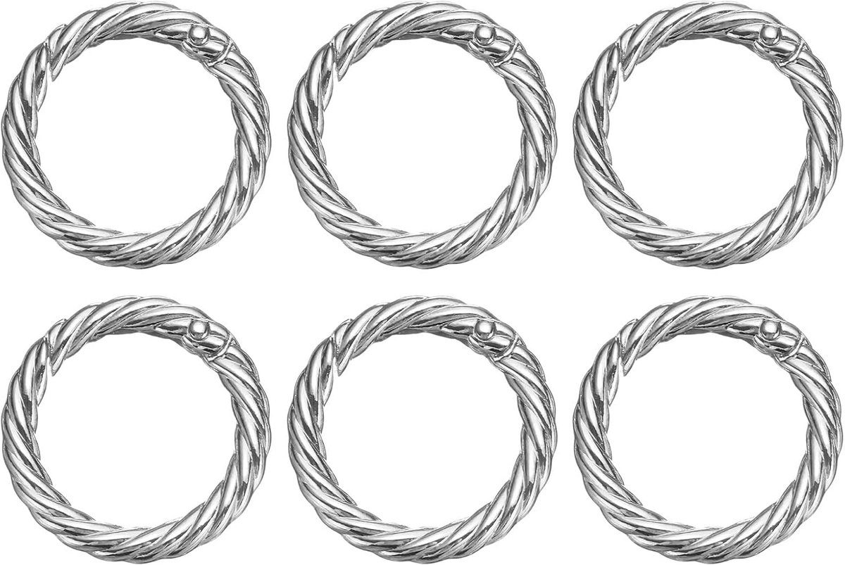 6 stuks lente O-ringen 1 inch ronde trigger metalen snap haak cirkel zilveren sleutelring clip sleutelhanger voor tassen handtassen portemonnees sleutelring