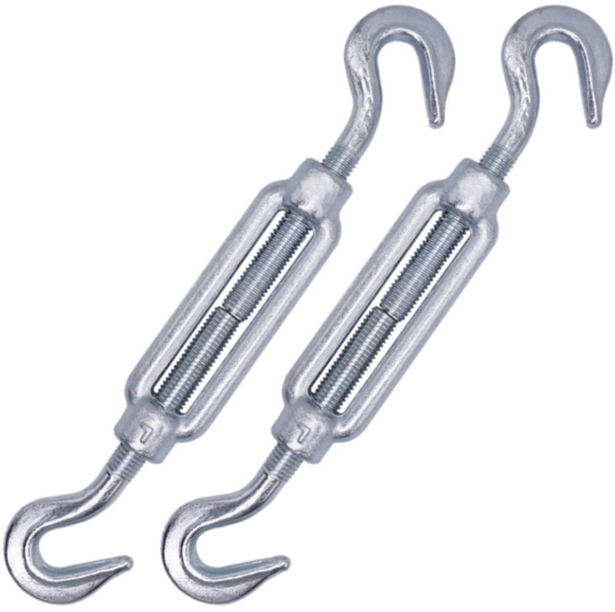 (Pack van 2 stuks) Spanschroef Draadspanner M12, Verstelbare spangespen Haak en haak, Touw Kabelspanning (2 stuks, M12)