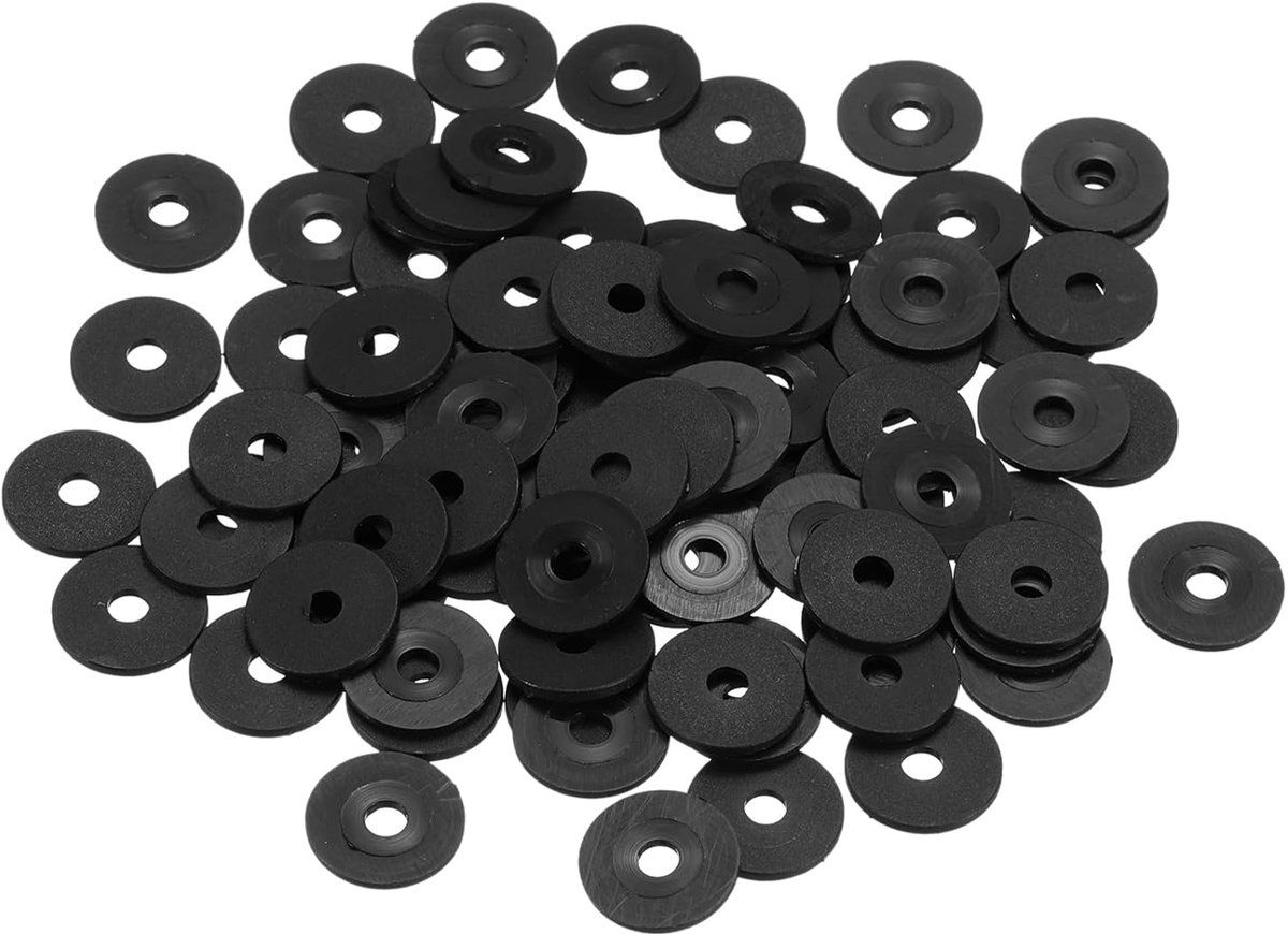 85 stuks kunststof sluitringen, M3 x 12 x 1 mm, ronde sluitringen, platte afdichtringen van nylon, bijsluitringen, set voor schroeven, bouten, moer, schroefdraadstang en handgrepen, zwart