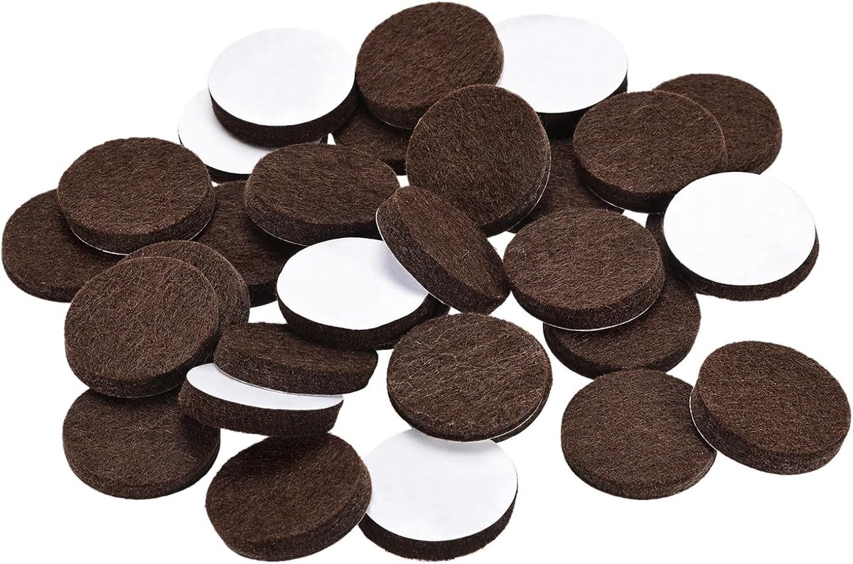 Sourcing map 48 stuks vilten meubelbekleding zelfklevend 25 mm diameter. 5 mm dikke stoelpoot bruin