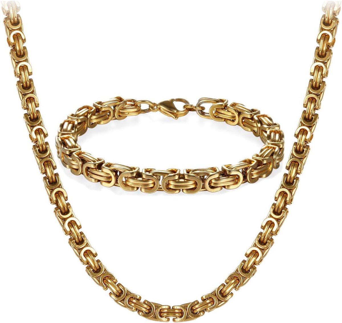 Sieraden, roestvrijstalen kettingset met kettingen en armbanden voor heren, zwarte zilveren armbanden 8 mm breed en 21,5 cm voor armband, 56 cm / 61 cm / 66 cm voor ketting
