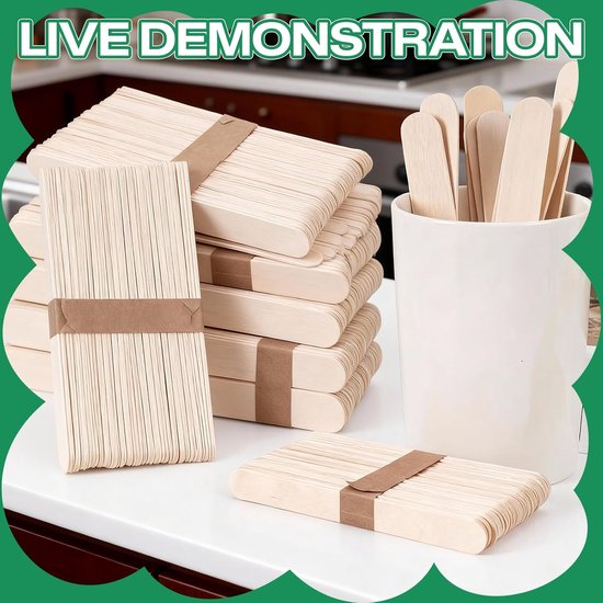 200 Pcs 15Cm Houten Waxing Sticks Wax Applicator Voor Lichaam Gezicht Benen Ontharing Hout Craft Tong Depressors Popsicle Sticks — afbeelding 4