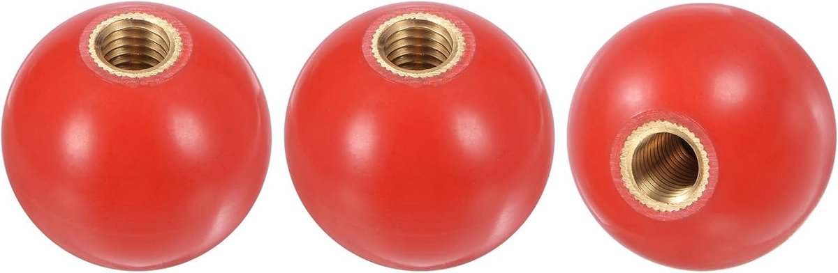 3-delige set kogelknoppen met schroefdraad, M10 vrouwelijke schroefdraad 35mm diameter thermohardende kogelknop voor draaibank/machine/grasmaaiers, ronde fenolische messing inzetstuk