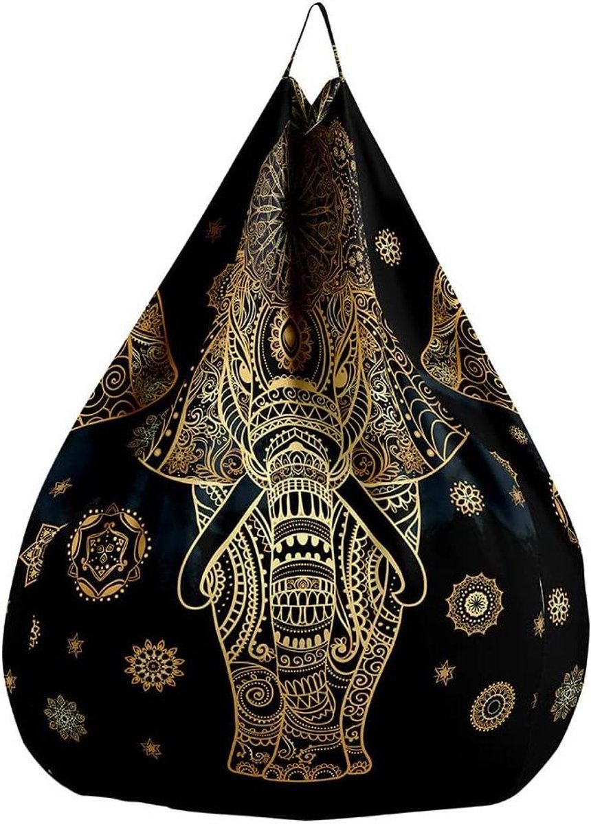 Zitzakhoes - Opbergzak - Speelgoed Opbergen - Zacht Katoen Linnen - 70x80cm - Mandala Olifant