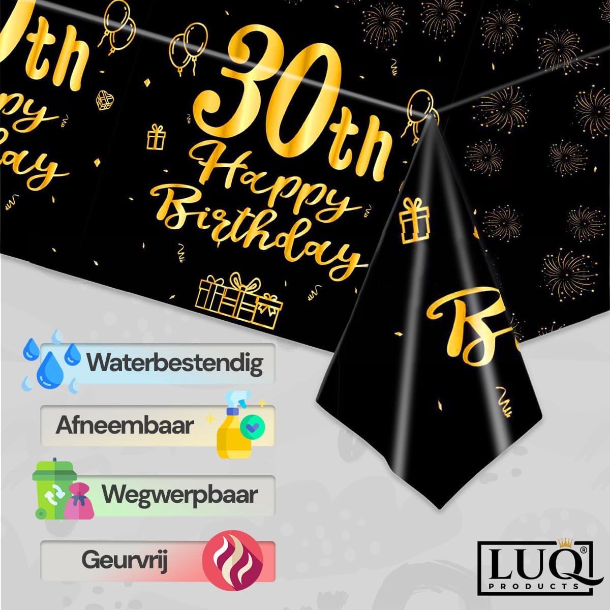 Tafellaken XL 137x274 cm - Zwart Goud - Uniek Design - Snel opruimen na feest - SnelShoppen