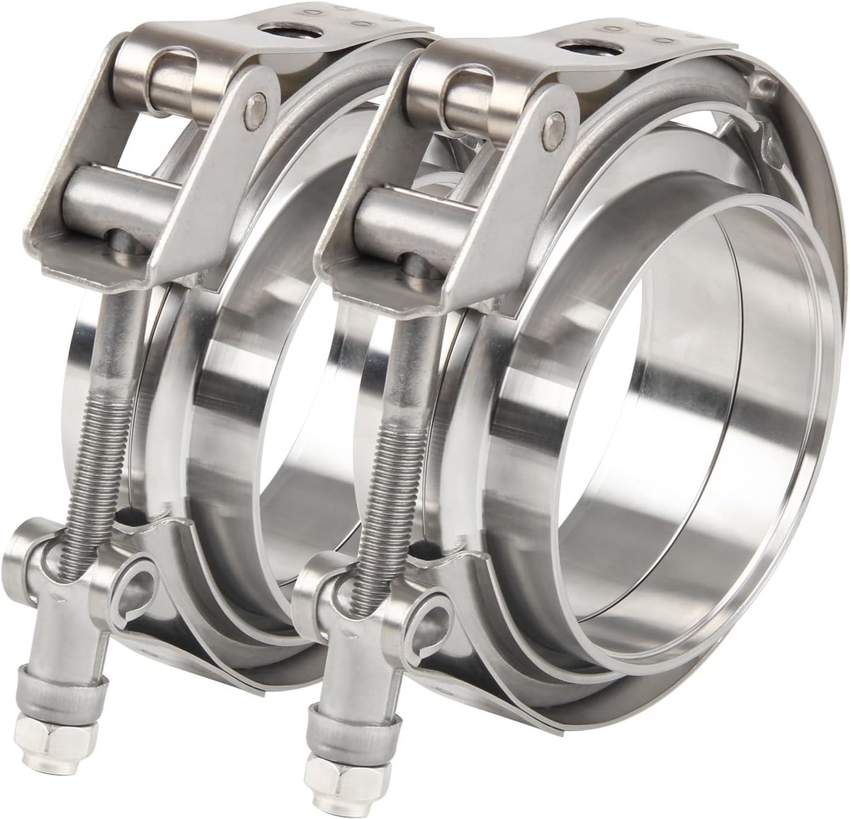 2 stuks Ø 50,8 mm (2,0 inch) snelsluiting V-bandklem + flens, volledig roestvrij staal, extra turboslang, roestvrijstalen V-bandklem, set turbo-uitlaatsysteem