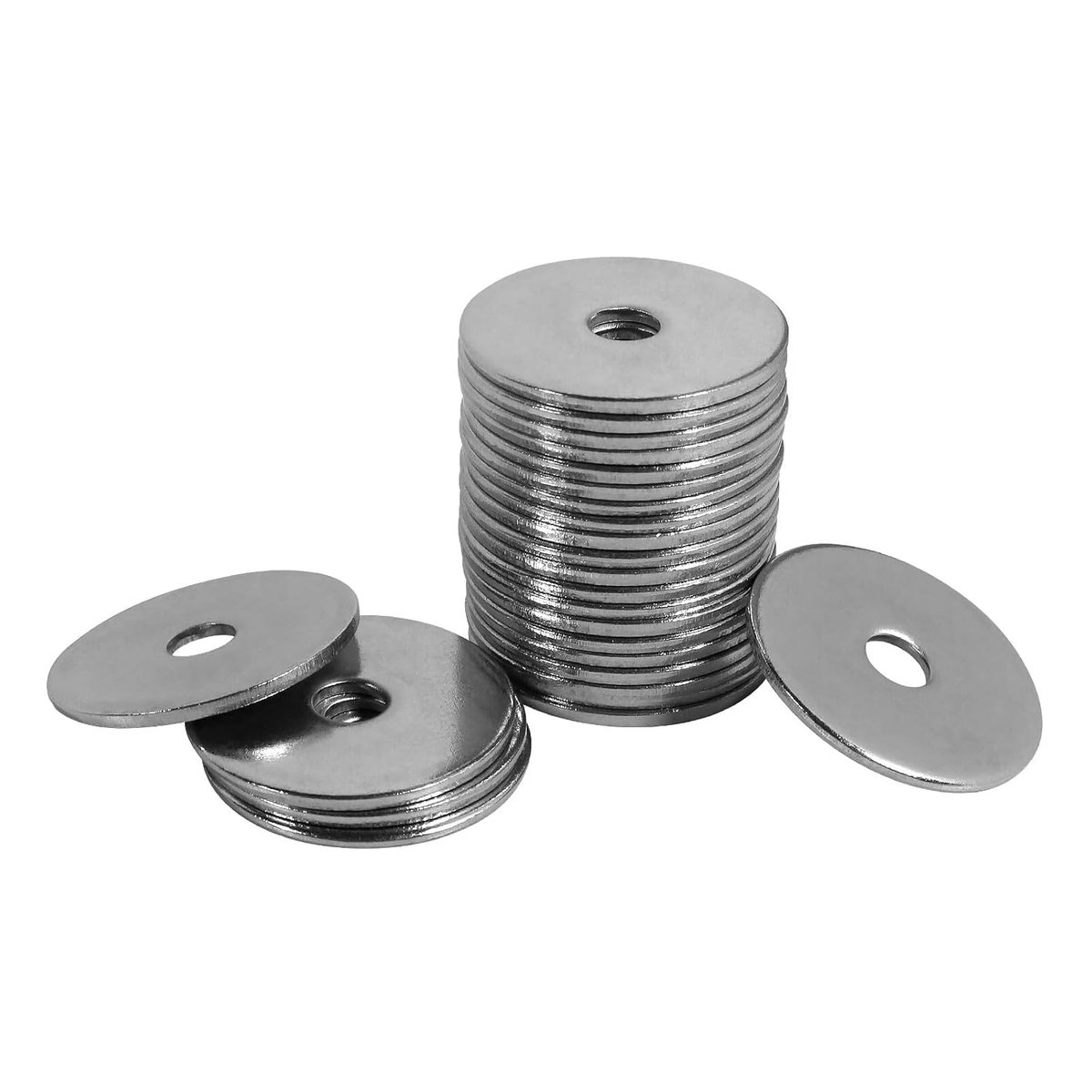 Sluitringen M5 groot, FOMGIIN sluitringen roestvrij staal A2 V2A 304, carrosserieringen DIN9021 / ISO7093, sluitring M5 x 25 mm, 20 stuks, metalen ringen voor schroeven en moeren en